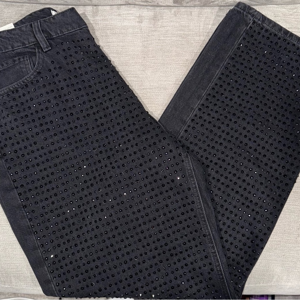 Mika Rhinestone Relaxed Straight Jeans